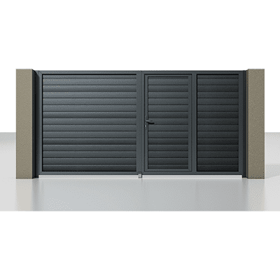 Распашные ворота с калиткой ALUTECH Prestige